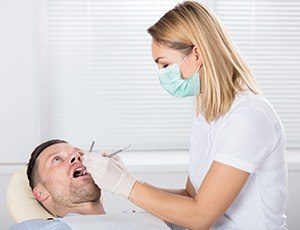 Man receiving dental care