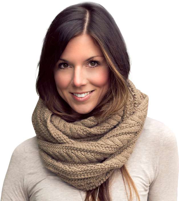 Lady wearing scarf smiling